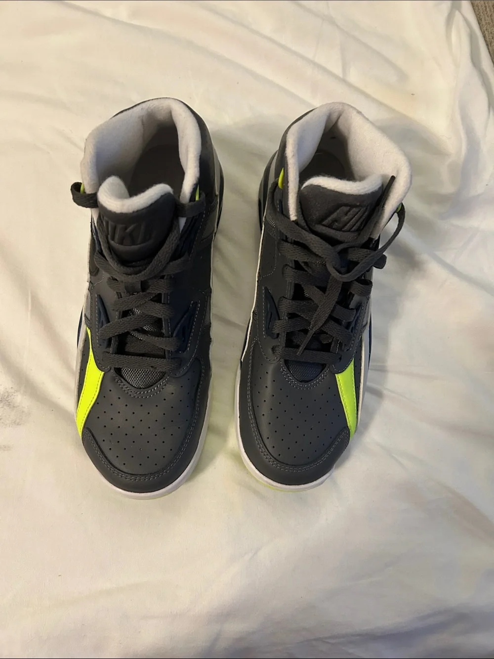 Nike Kids Black High-Top Sneakers with Neon Yellow Accent